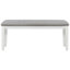 Ensemble de salle à manger 6 pièces de style classique et traditionnel Trexm, comprenant une table de salle à manger, 4 chaises rembourrées et un banc (blanc et gris)