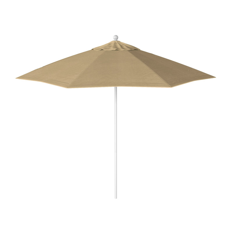 Parasol de marché octogonal 9 pi Willa, Toile Sunbrella® beige antique, Matted White