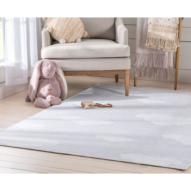 Tapis bleu clair Kehr Kids Rugs Cloud 9, Rectangle 5 pi x 7 pi, Grey 