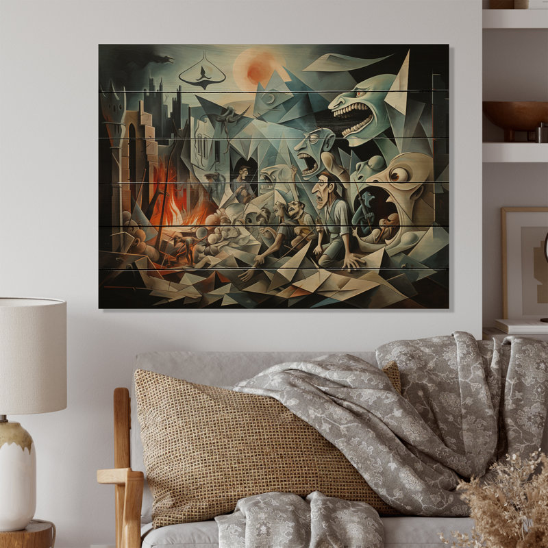 Chef-d'œuvre Guernica par Pablo III sur bois, H 24 po x l 32 po x P 0,78 po