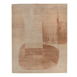 Pink Contemporary Wool Silk Rug - 8'1" x 9'10"