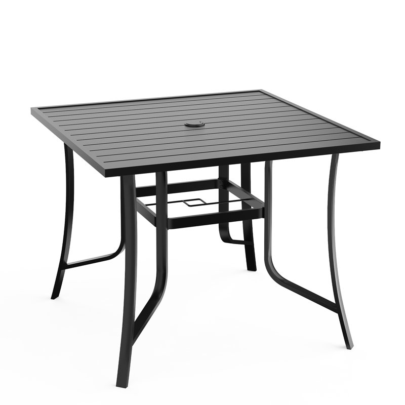 Wishon Patio 37.4" Square Metal Dining Table