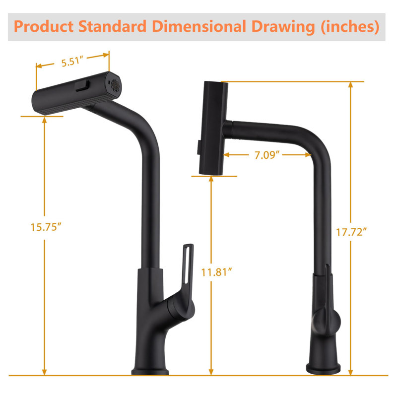 Single Handle Kitchen Sink Faucet With Pull Out Sprayer, 360° Rotating Kitchen Faucet