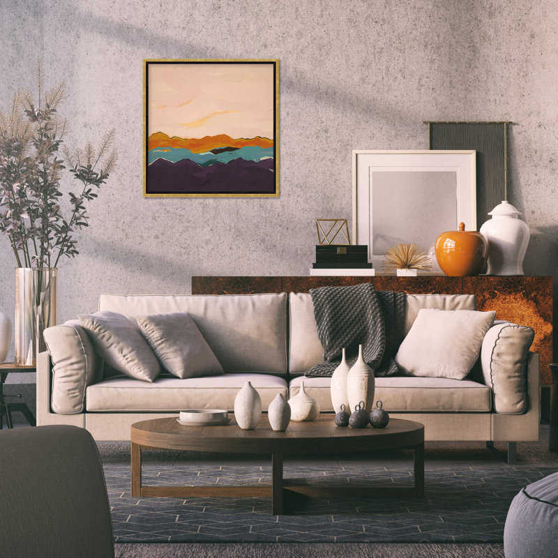 Nature Inspired Twilight Silhouette, Gold, Floated Framed Canvas, 48" H x 48" W
