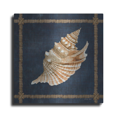 Luxe métal Art «Seashell On Navy V» par Cindy Jacob «Seashell On Navy V» par Cindy Jacobs