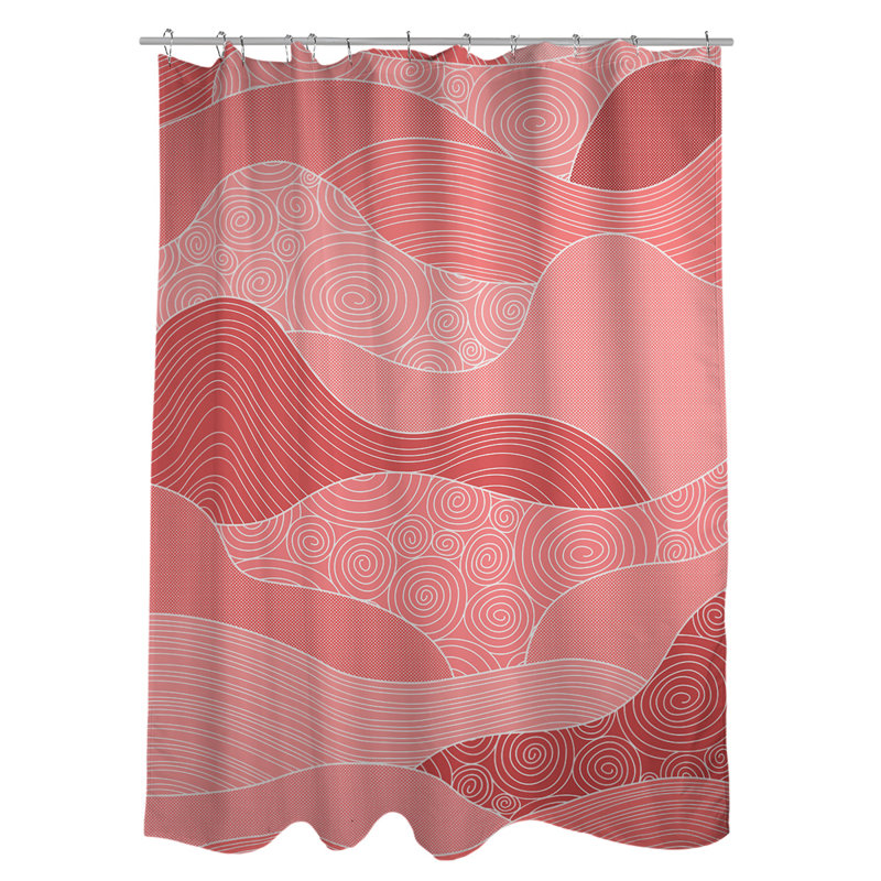 Rideau simple à Sower dessiné à la main Classic Waves, Rouge