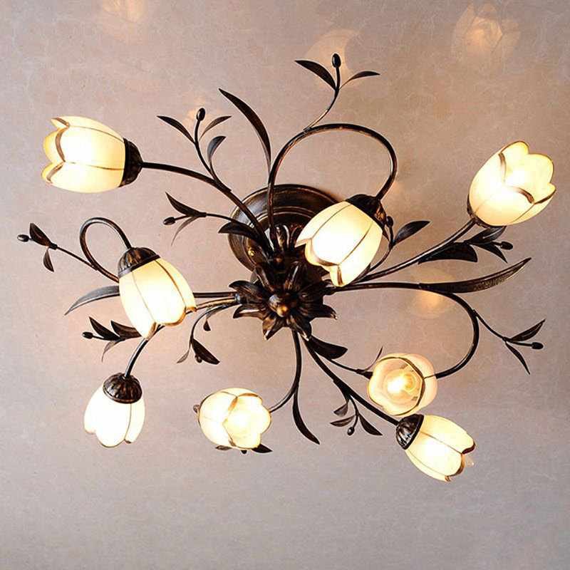 Plafonnier semi-encastré 8 lumières 31,5 po