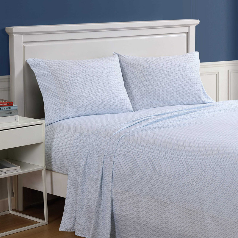 Ensemble de draps bleu marine Nautica Annie, Ensemble de draps pour lit simple très long avec , Annie Geo Blue
