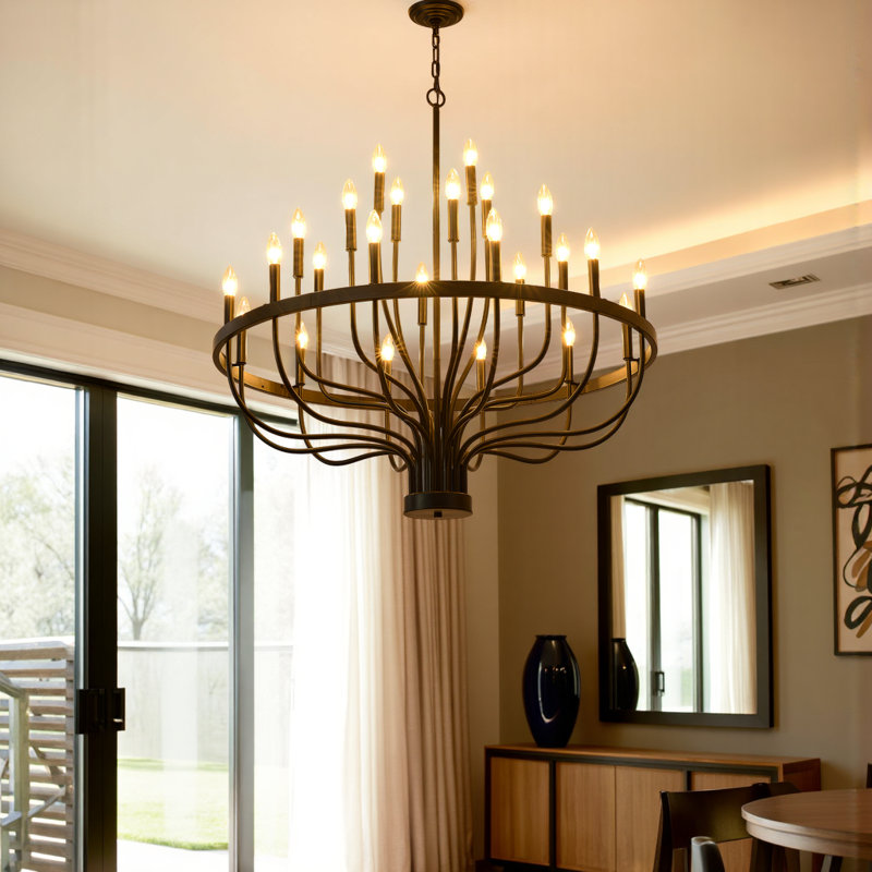Lustre industriel 24 lumières pour maison de campagne et décor moderne