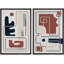 Style Mid-Century, collage, géométrie Mid-Century, formes abstraites, illustrations, œuvre d'art moderne, chambre bohème-100708172-100708173