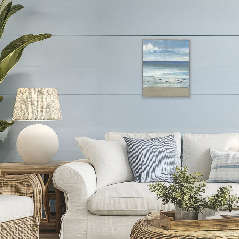 «Gentle Waves with Birds», estampe numérique, conception de Sally Swatland, H 14 po x l 11 po, Estampe numérique Farmhouse