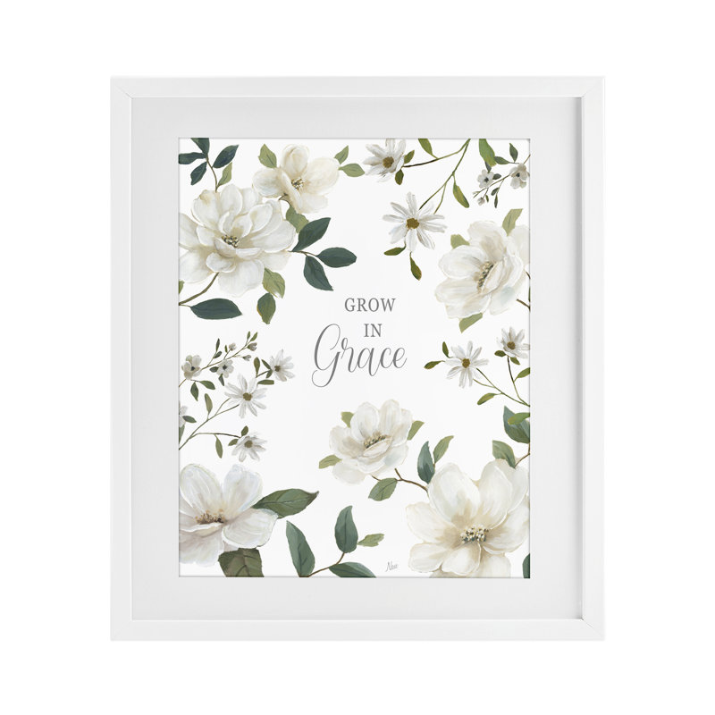 Floral Grow In Grace, reproduction encadrée sous verre, design par Nan, H 21 po x l 17 po