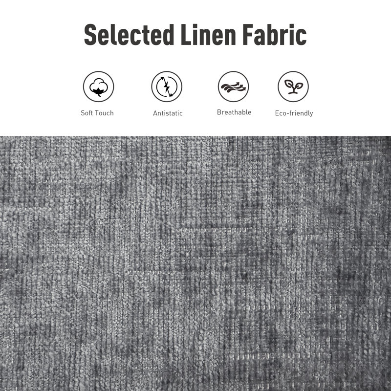 2 Single-seater Solid Wood Sofas With Linen Fabric, Gray Linen
