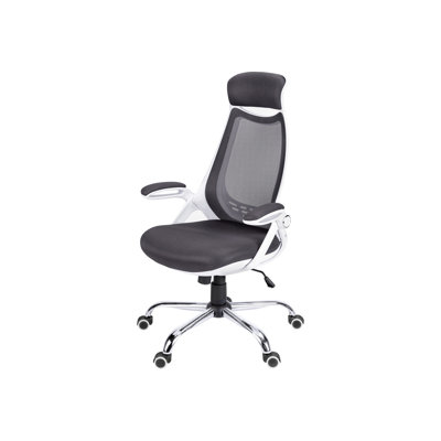 Chaise de bureau contemporaine pivotante avec siège épais, hauteur réglable, filet gris, base en métal, siège d'ordinateur pivotant ergonomique, tissu en filet, pour plus de confort