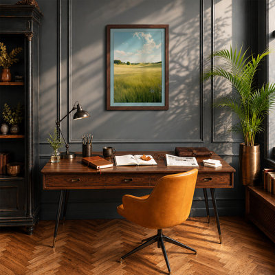 Golden Grain Fields Scandinavian - Framed Print