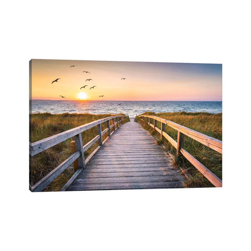 " Sunset At The Dune Beach " by Jan Becke, Wrapped Canvas, 18" H x 26" W x 1.5" D