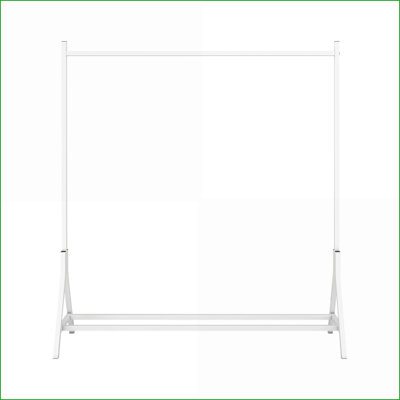 Garment Rack Industrial Vintage Metal with Bottom Shoe Storage | White | Bedroom