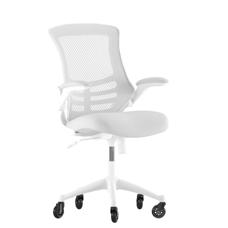 Chaise de travail ergonomique pivotante avec roulettes et bras relevables Regent Park, Blanc, gris