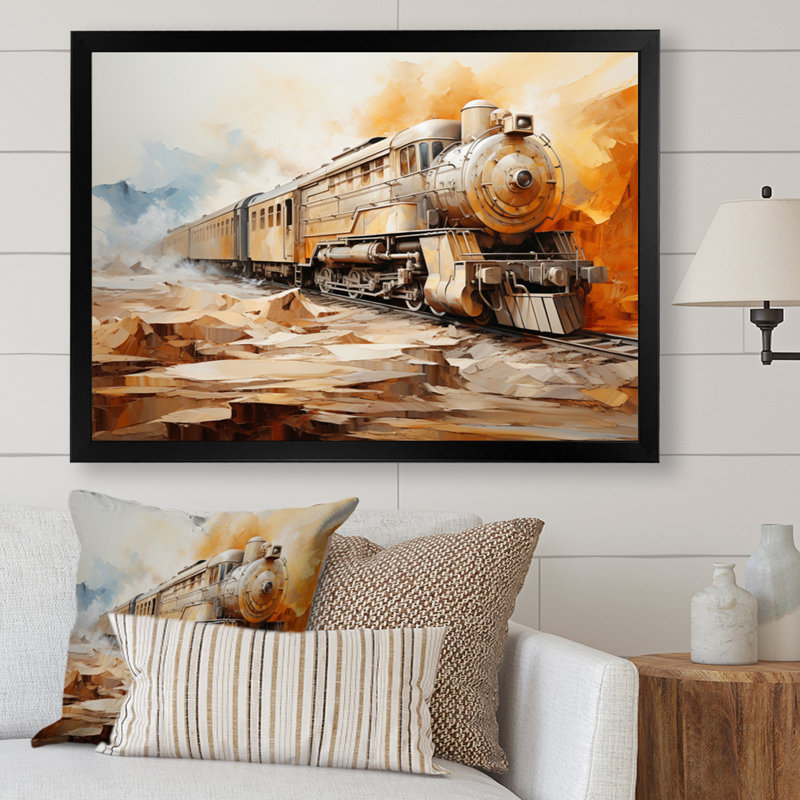 " Abstract Train Elemental Express II ", Black Picture Framed, 34" H x 44" W x 1.5" D