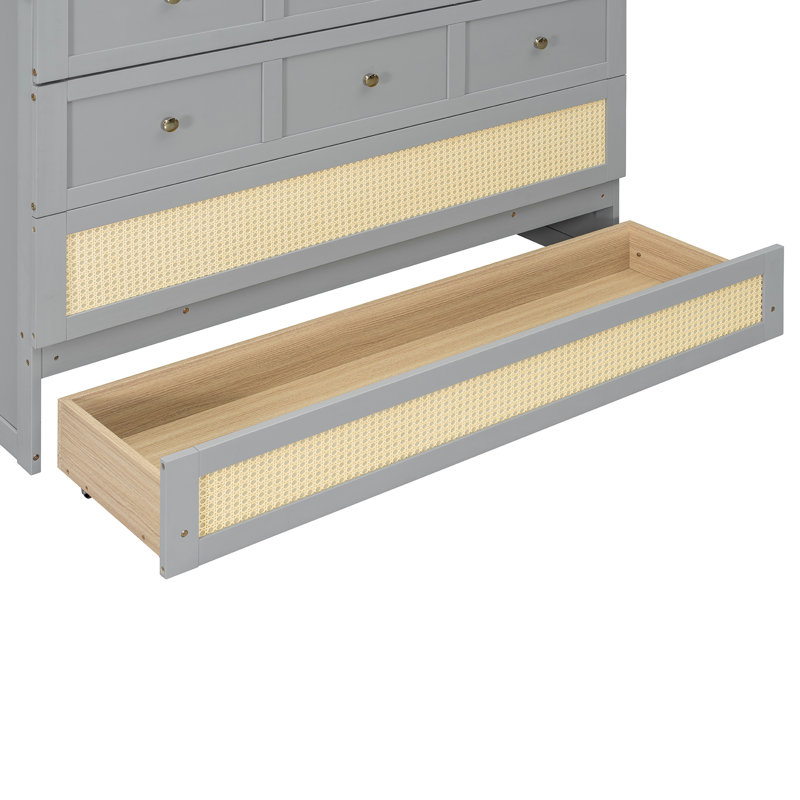 Full Size Murphy Bed With Large Drawers, Gray