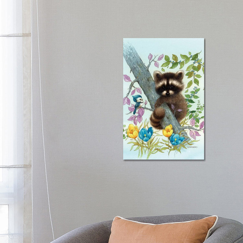 Raccoon On A Limb - Wrapped Canvas Print, 66.04 cm H x 45.72 cm W x 3.175 cm D