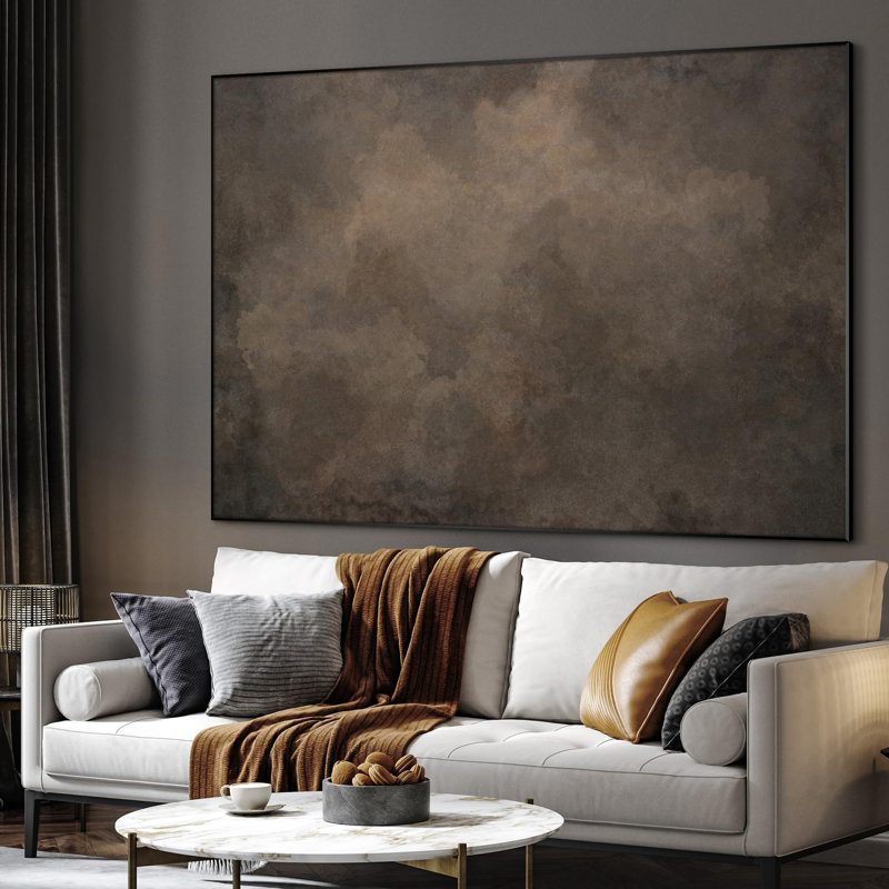 Extra Large Wall Art Fabric Print - Neutral Cloudy Abstract Illustration, Soft Atmospheric Design Artwork Decor for Living Room or Bedroom - "Frame Assembly Required (Unfinished Frame)"