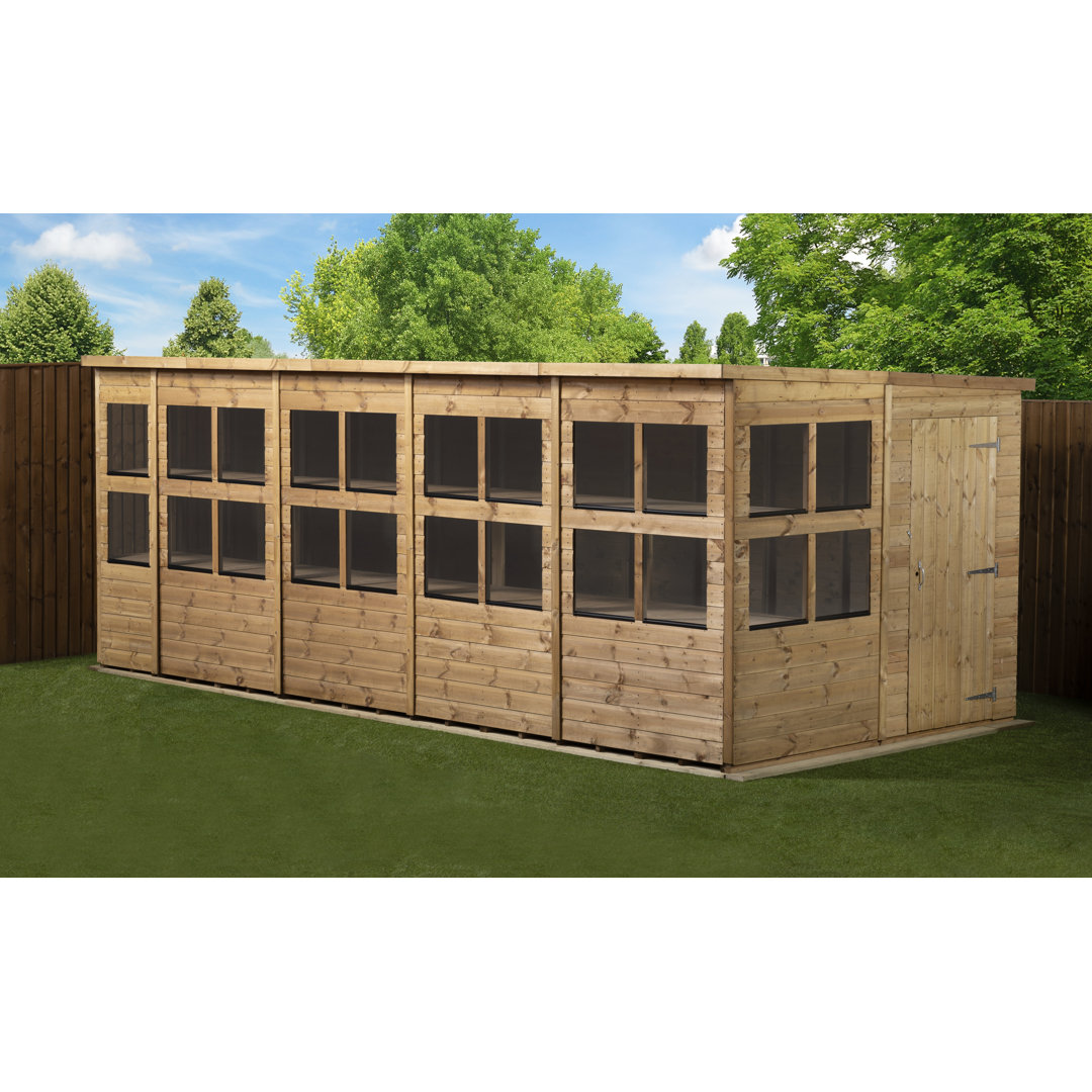 Empire Sheds 18 x 8ft Potting Pent Garden Shed - Tongue and Groove Timber - Brown - Image 4