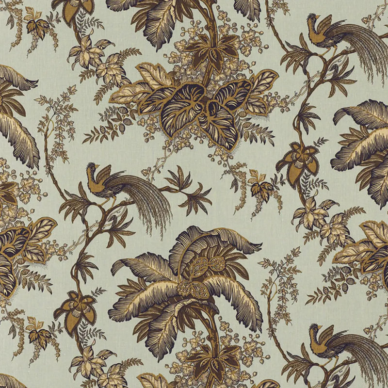 Coconut Grove Fabric, Aqua/Tan