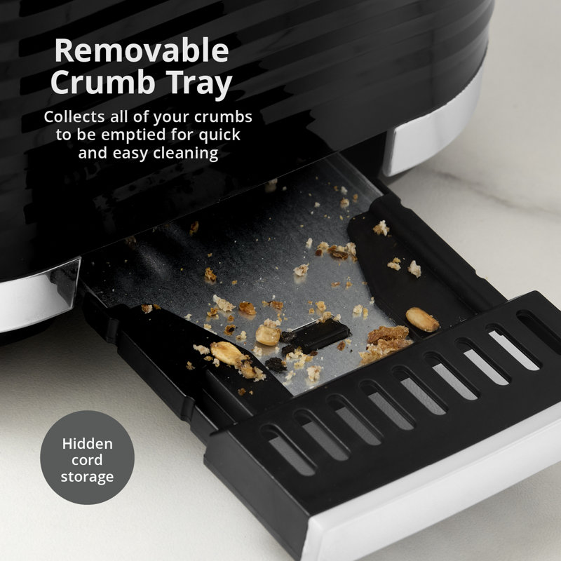 Swan ST19034CRM Wave 2-Slice Toaster, 7 Browning Levels, Defrost, Cancel & Reheat Functions, Removable Crumb Tray, Hidden Cord Storage, Non-Slip Feet