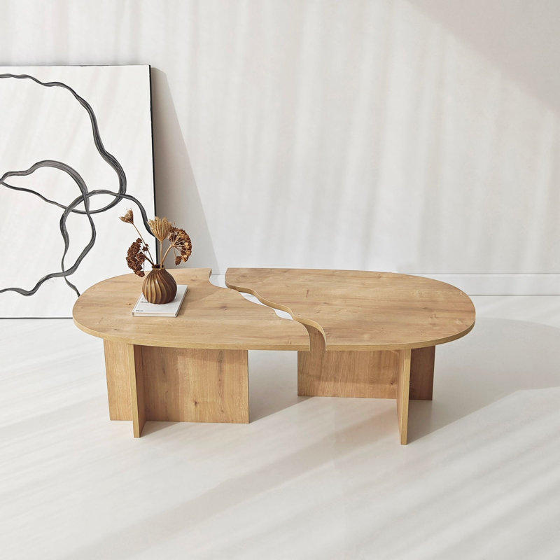 Table basse moderne, chêne saphir, 47,2 po x 15,0 po x 23,6 po | 100% panneau de particules enduit de mélamine, épaisseur: 0,7 pouce | Bandes de chant en PVC, design élégant, parfait pour le salon et les espaces de divertissement, assemblage facile