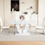 Table de salle à manger à montage rapide 63 * 37 * 30 pouces avec 4 chaises, motif marbré blanc grisâtre et stabilité stable-1143726865