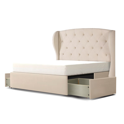 Steel-Core XL- Portman Upholstered Wingback Storage Bed