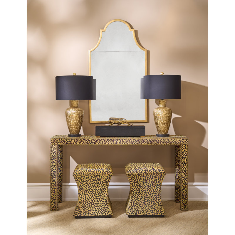 Miroir d’appoint glamour biseauté et patiné Lisa Kahn, Or antique