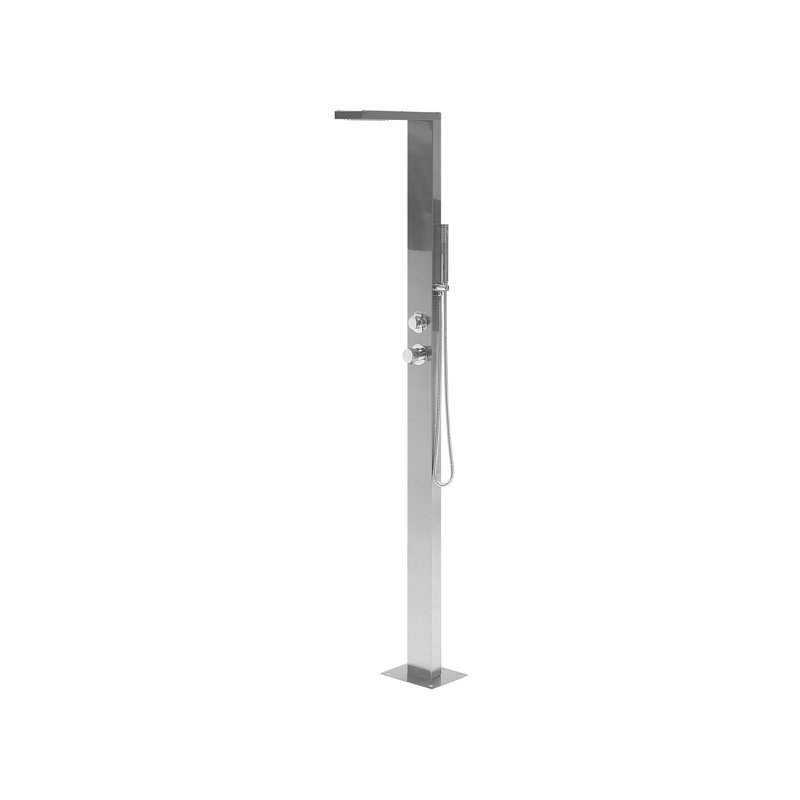 Brodsky Temperature Controlled Stainless Steel Free Standing Outdoor Shower with Detachable Shower Head and Footwash Spout