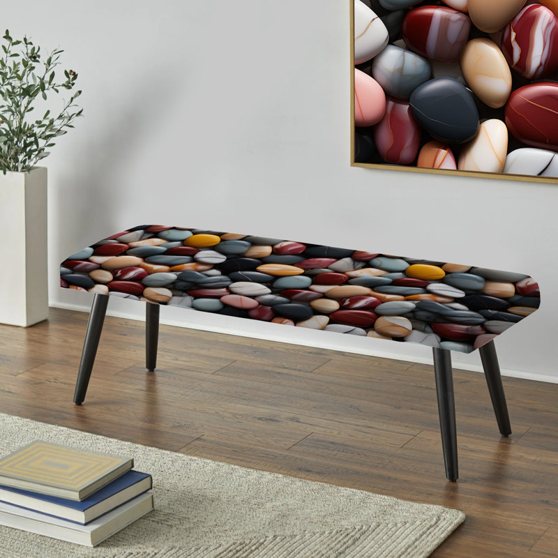 Motif de pierre de méditation Timeless - Banc rembourré en marbre noir