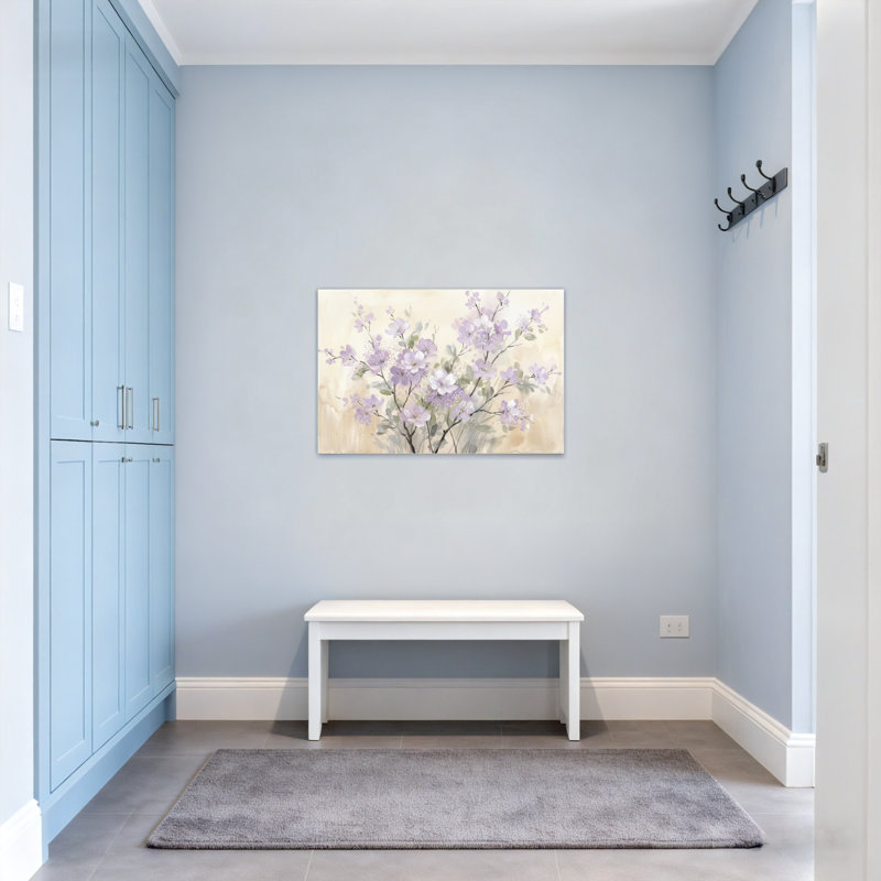 Plantes et fleurs délicates fleurs mauves sur fond doux, H 16 po x l 24 po