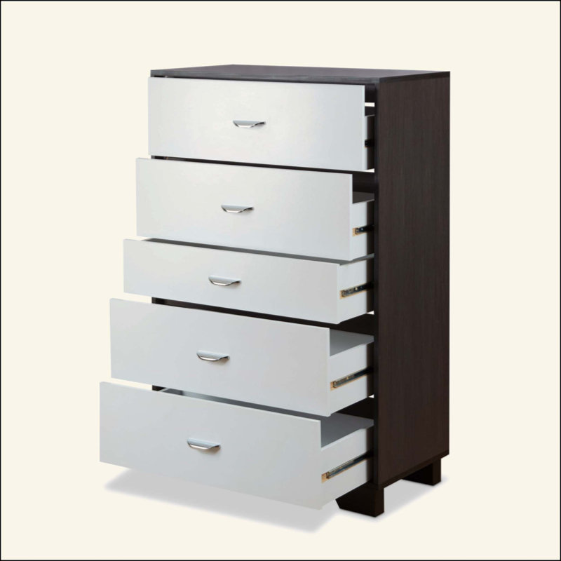 Commode avec 5 tiroirs spacieux et cadre en bois durable pour des solutions de rangement modernes