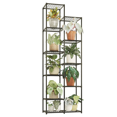 Tall Plant Stand Indoor Outdoor Metal Plant Shelf Waterproof Plant Rack for Multiple Plants Wide Flower Stand for Patio Balcony Garden Black by Latitude Run