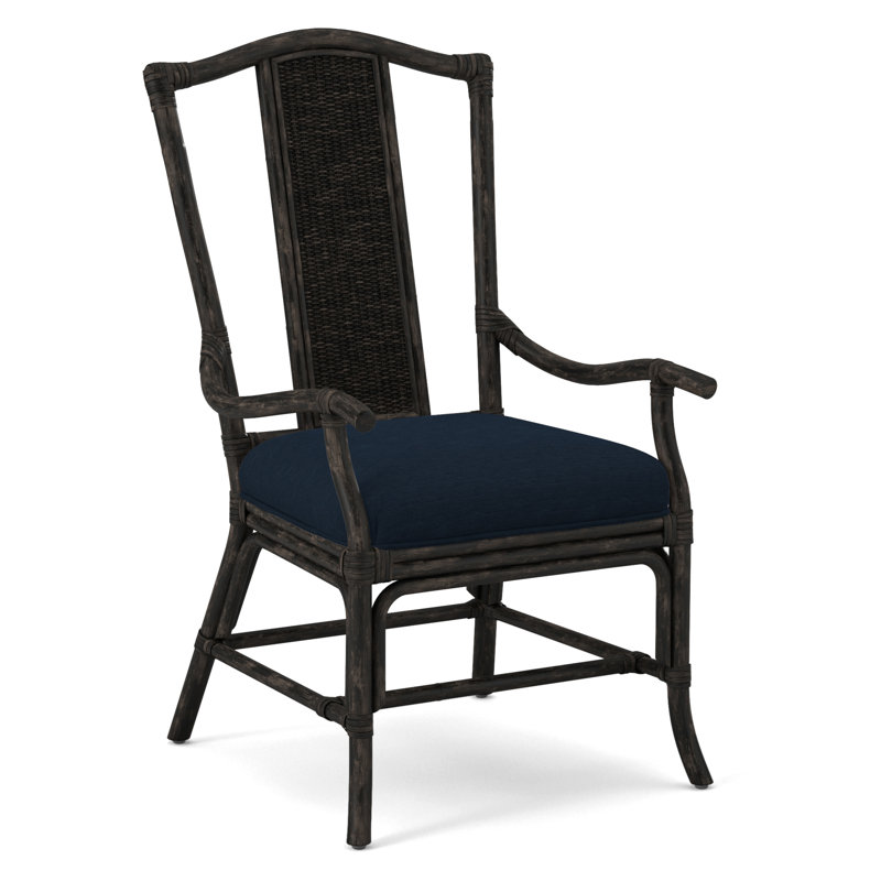 Drury Lane Slat Back Dining Arm Chair, Gray Sugar Performance; 0863-84, Antique Black
