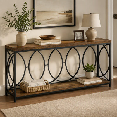 70.9" Console Table, 2-Tier Long Sofa Table Entryway Console with Storage Shelf