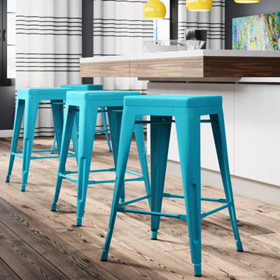 Tabouret à hauteur de comptoir 24 po intérieur / extérieur en métal avec siège carré