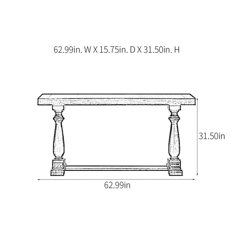 Console rétro minimaliste, H 31,5 po x l 62,99 po x P 15,75 po, Gris foncé