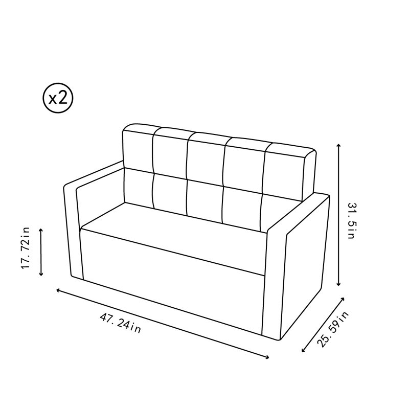 Ensemble de 2 bancs rembourrés en similicuir, H 31,5 po x l 70,87 po x P 25,59 po