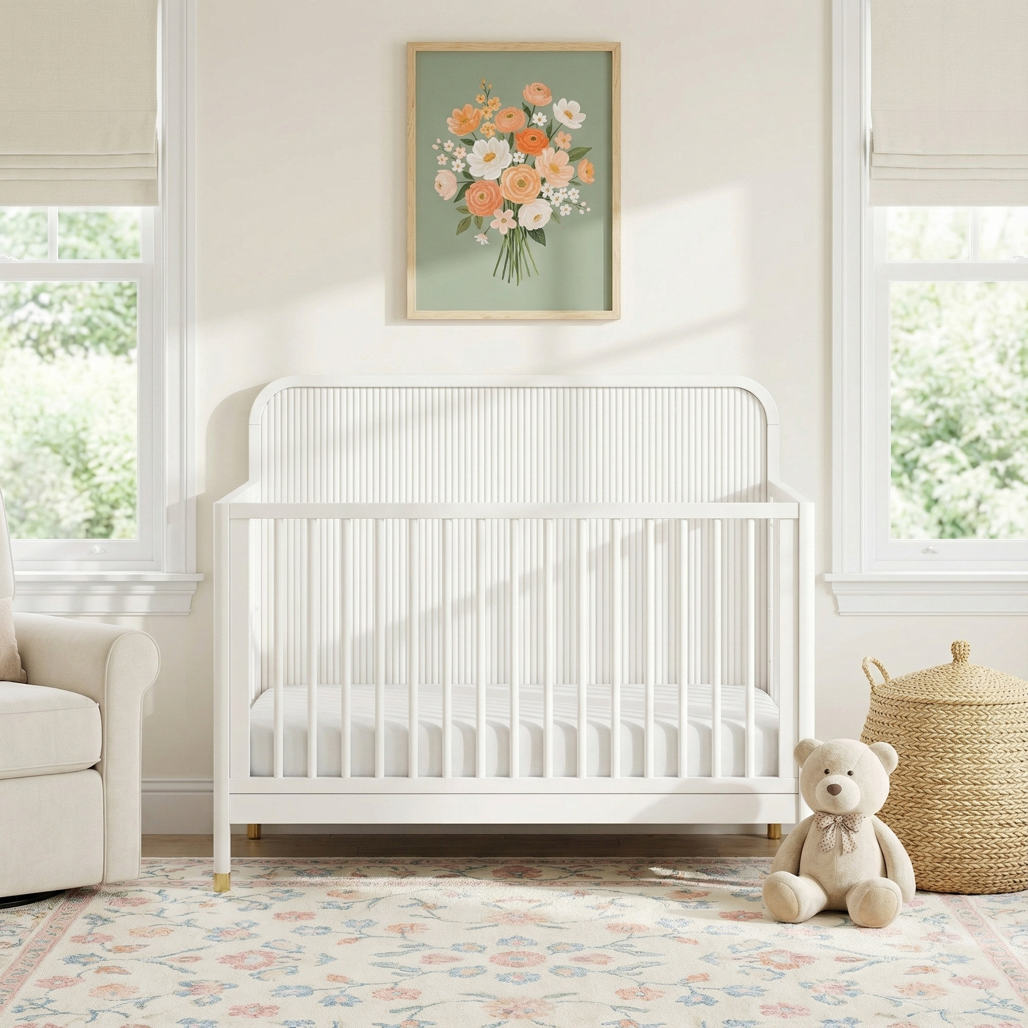 Brimsley Tambour 4-in-1 Convertible Crib, Warm White