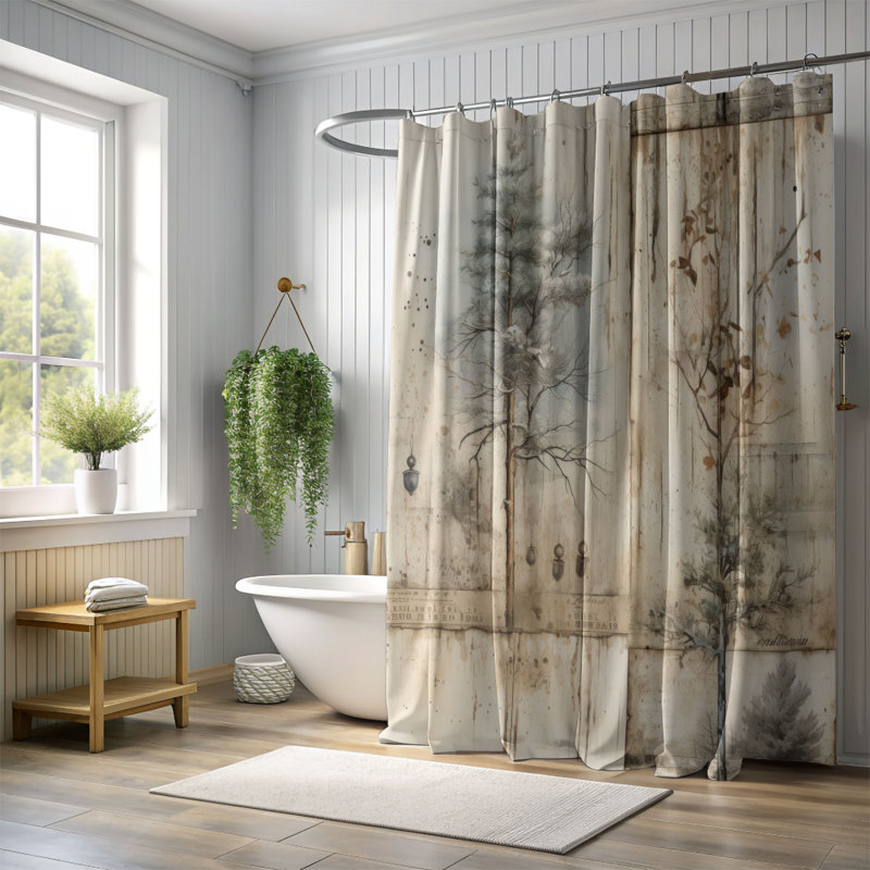Rideau de douche Snowy Woods - Premium, H 74 po x l 71 po