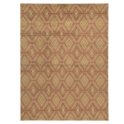 Hand Knotted Wool Area Rug in Red