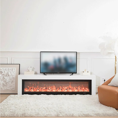 Rock Slab Fireplace Simulated Flame TV Stand by Bkoksety