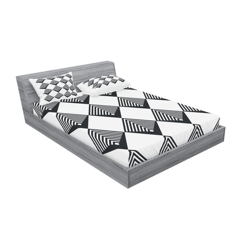 Microfiber Geometric Sheet Set, Queen Sheet Set with Fitted Sheet