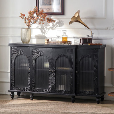 Buffet rétro en bois massif noir