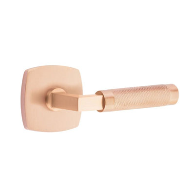 Mortaise intérieure Emtek Select avec rosette Urban Modern et tige carrée en L, levier moleté